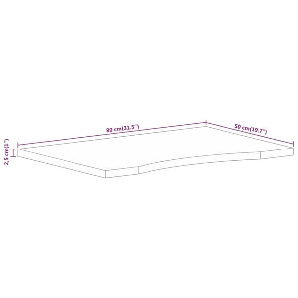 pöytätaso leikatulla 80x50x2,5 cm raaka mangopuulla