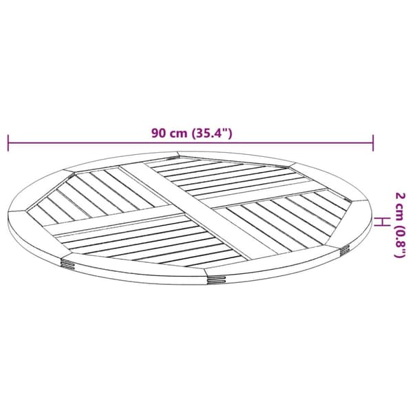 Bordsskiva Ø90x2,2 cm rund massivt akaciaträ