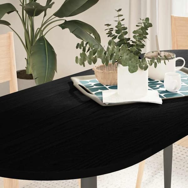 bordplade 140x60x2 cm massivt egetræ oval mørkebrun