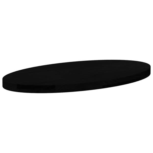 bordplade 80x40x4 cm massivt egetræ oval mørkebrun