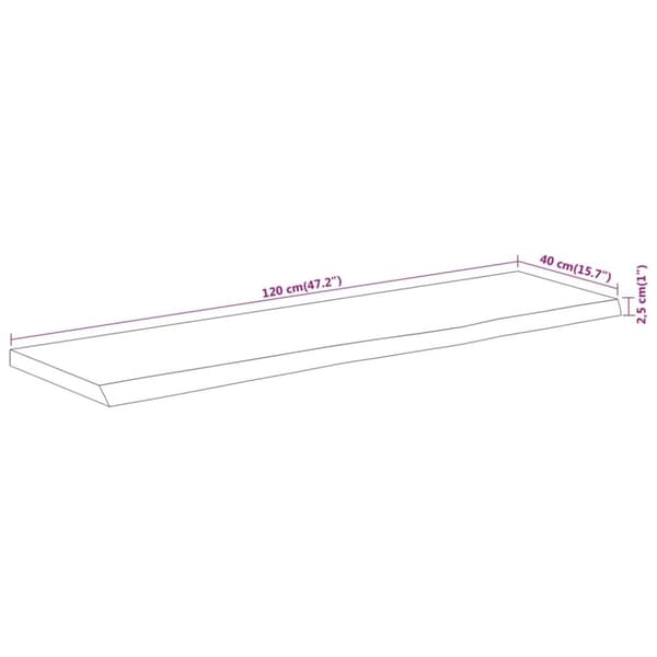 bordplade 120x40x2,5 cm rektangulær massivt akacietræ