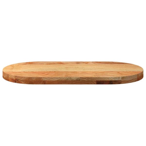 bordplade 80x40x4 cm massivt egetræ oval lysebrun