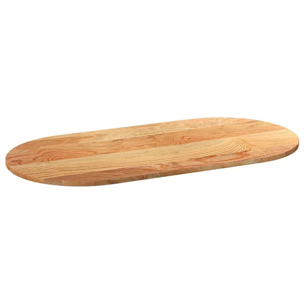 bordplade 120x60x2 cm massivt egetræ oval lysebrun