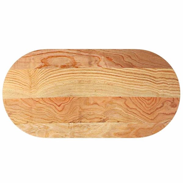 bordplade 120x60x2 cm massivt egetræ oval lysebrun