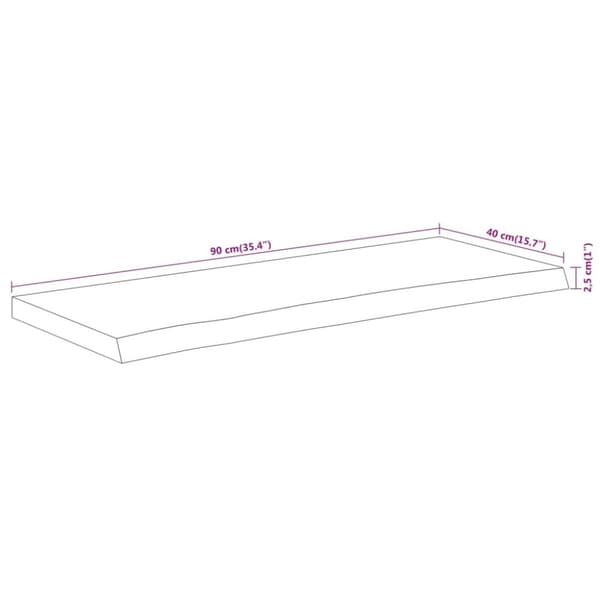 Pöytälevy 90x40x2,5 cm suorakaide täysi akasiapuu elävä reuna