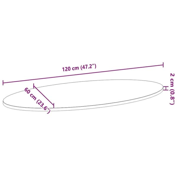 vidaXL Bordsskiva ljusbrun 120x60x2 cm massiv ek oval