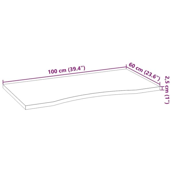 vidaXL bordplade 100x60x2,5 cm massivt egetræ rektangulær mørkebrun