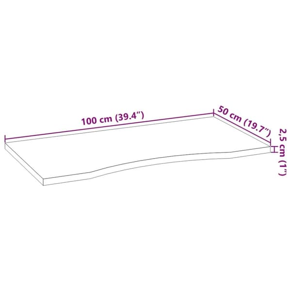 vidaXL bordplade 100x50x2,5 cm massivt egetræ rektangulær lysebrun