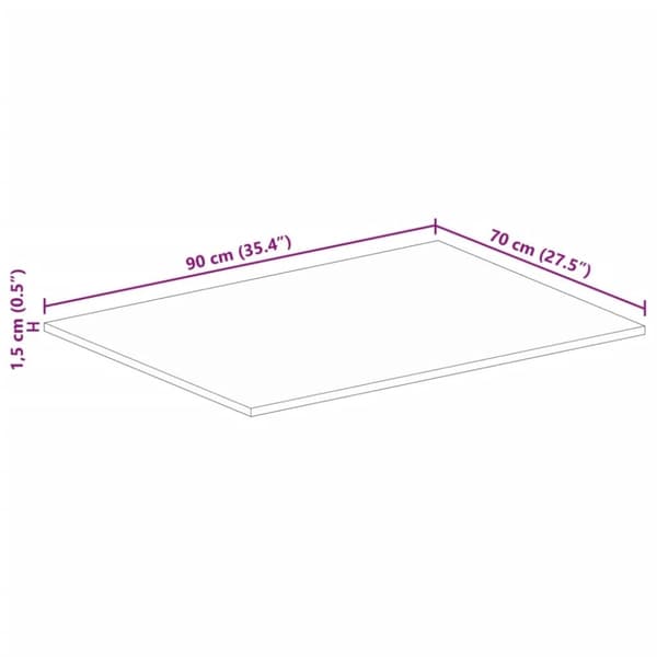 vidaXL bordplade 90x70x1,5 cm rektangulær massivt genbrugstræ