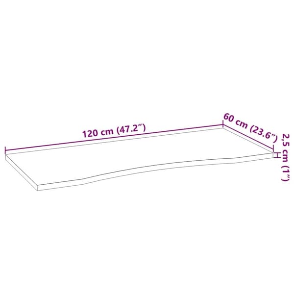 vidaXL bordplade 120x60x2,5 cm massivt egetræ rektangulær lysebrun