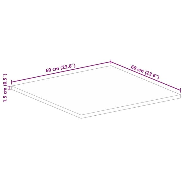 vidaXL Bordplate 60x60x1,5 cm firkantet gjenvunnet heltre