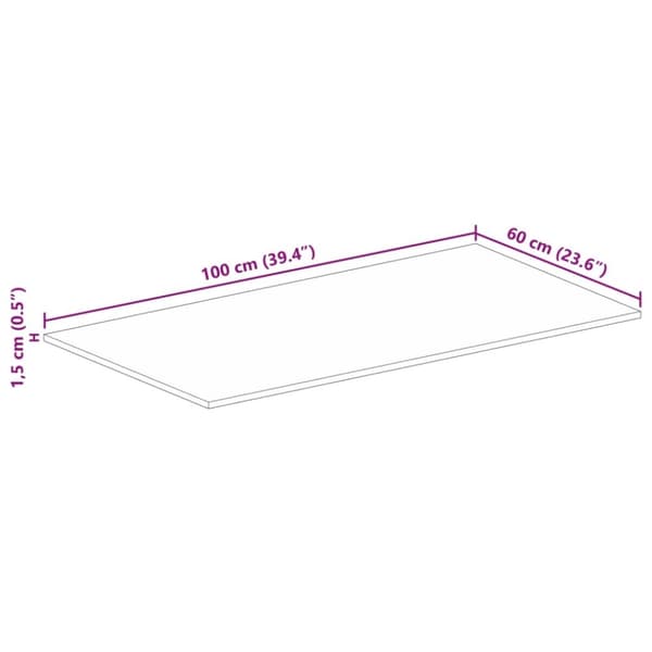 vidaXL Bordsskiva 100x60x1,5 cm rektangulär massivt återvunnet trä