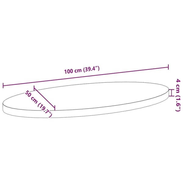 vidaXL Bordsskiva 100x50x4 cm massiv ek oval