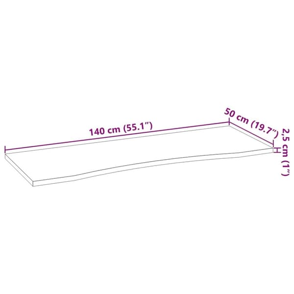 vidaXL bordplade 140x50x2,5 cm massivt egetræ rektangulær lysebrun