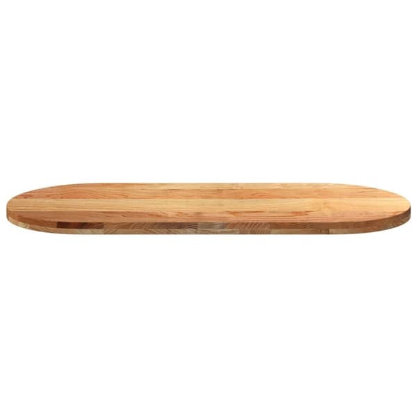 vidaXL Bordplate lysebrun 140x60x4 cm oval heltre eik