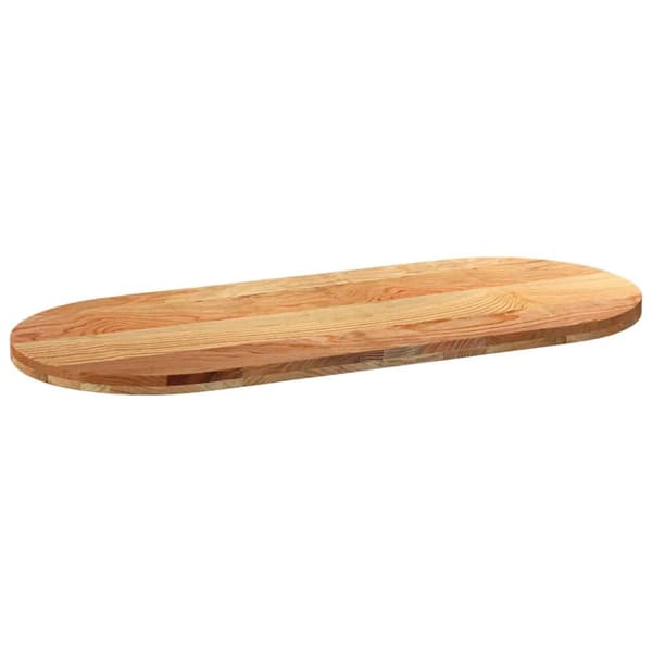 vidaXL Pöytälevy Vaaleanruskea 140x60x4 cm Massiivipuu Tammi Soikea