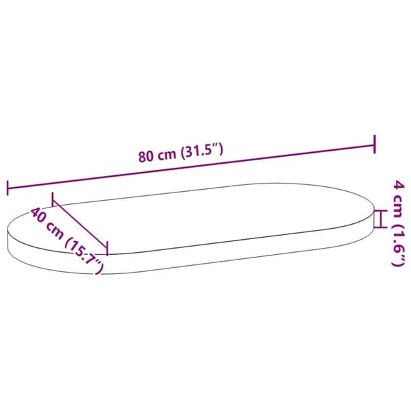 vidaXL Bordsskiva ljusbrun 80x40x4 cm massiv ek oval