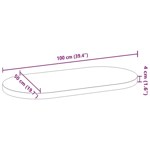 vidaXL Bordplate lysebrun 100x50x4 cm oval heltre eik