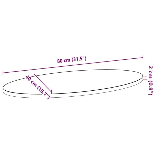 vidaXL Bordsskiva mörkbrun 80x40x2 cm massiv ek oval