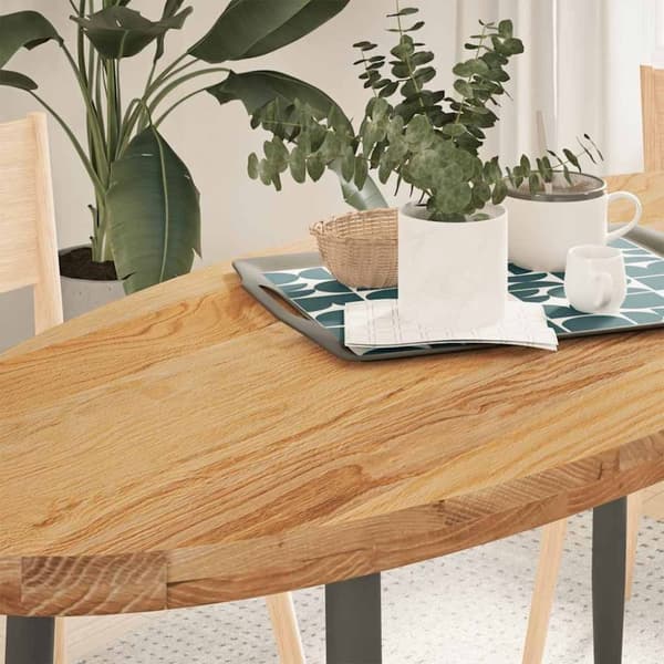 vidaXL Pöytälevy Vaaleanruskea 140x60x4 cm Massiivipuu Tammi Soikea