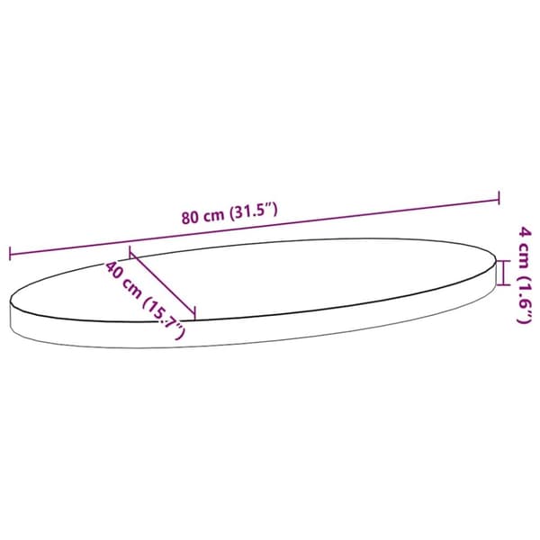 vidaXL Bordsskiva ljusbrun 80x40x4 cm massiv ek oval