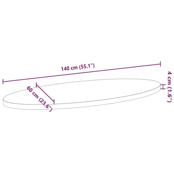 vidaXL Bordsskiva ljusbrun 140x60x4 cm massiv ek oval