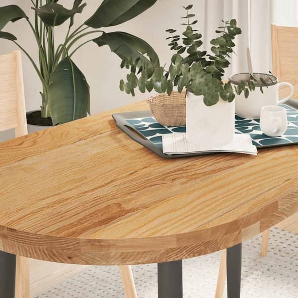 vidaXL Pöytälevy Vaaleanruskea 120x60x4 cm Massiivipuu Tammi Soikea