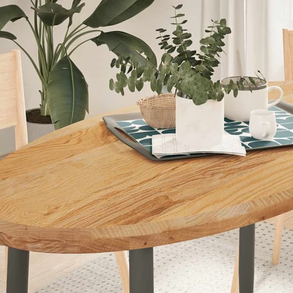 vidaXL Pöytälevy Vaaleanruskea 120x60x4 cm Massiivipuu Tammi Soikea