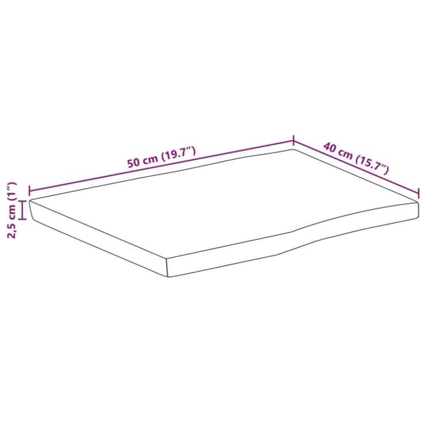 vidaXL Bordplate 50x40x2,5 cm naturlig kant heltre mango