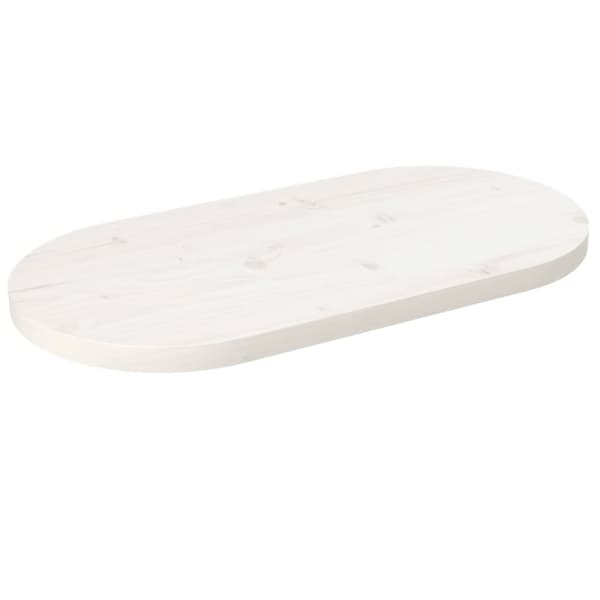 Bordsskiva vit 80x40x2,5 cm oval massiv furu
