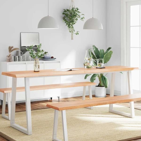 Bordsskiva ljusbrun 200x40x(2-4) cm massivt trä levande kant