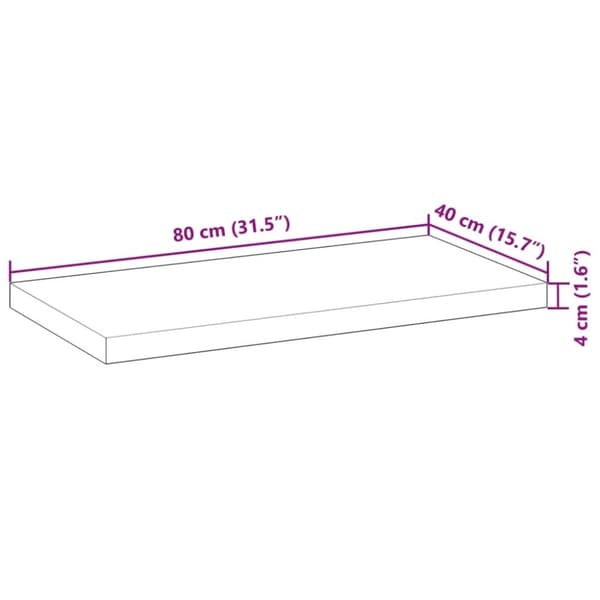vidaXL Pöytälevy 80x40x4 cm suorakaide täysi akasiapuu