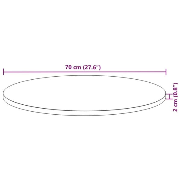 vidaXL bordplade Ø70x2 cm rund massivt akacietræ