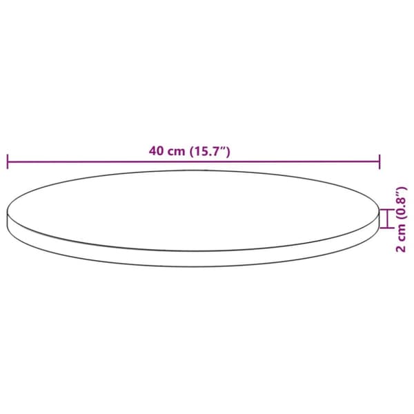 vidaXL Bordplate rund Ø40x2 cm heltre akasie