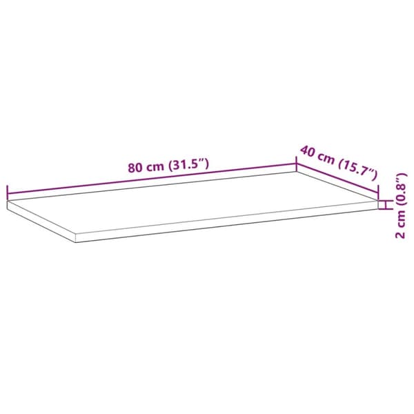 vidaXL bordplade 80x40x2 cm rektangulær massivt akacietræ