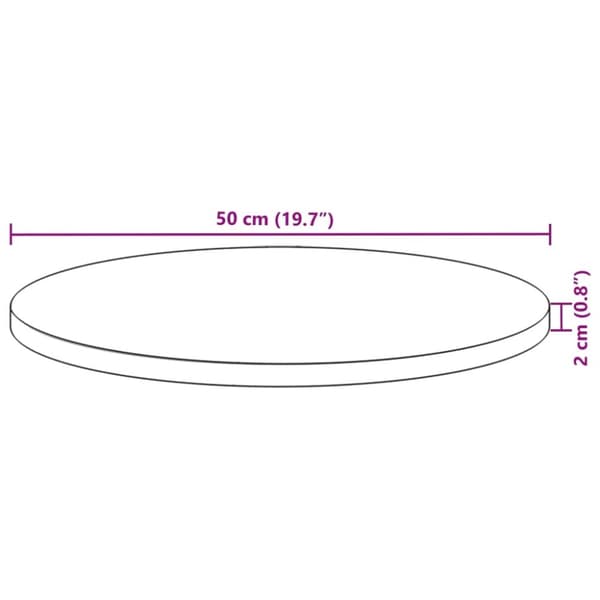 vidaXL bordplade Ø50x2 cm massivt akacietræ rund
