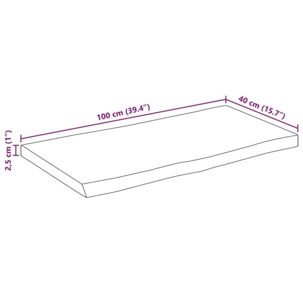 vidaXL Bordsskiva 100x40x2,5 cm levande kant massivt mangoträ