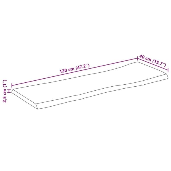 vidaXL Bordsskiva 120x40x2,5 cm levande kant massivt mangoträ