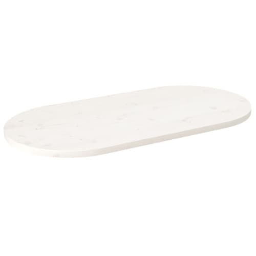 Bordsskiva vit 100x50x2,5 cm oval massiv furu