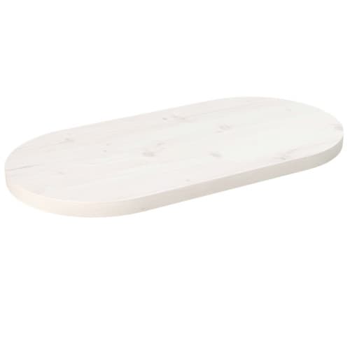 Bordsskiva vit 70x35x2,5 cm oval massiv furu