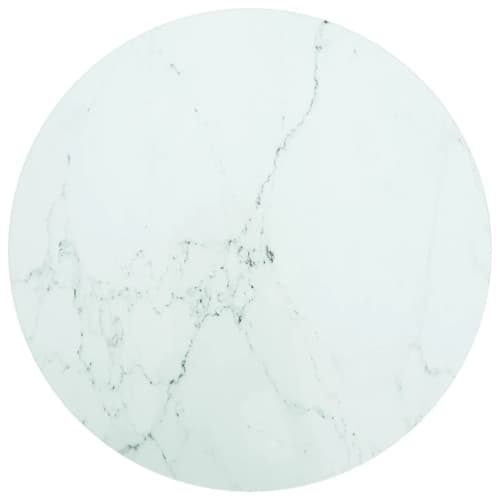 Bordsskiva vit Ø50x0,8 cm härdat glas med marmortextur