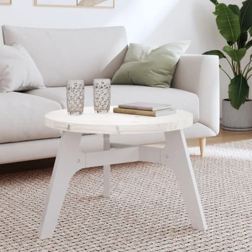 Bordsskiva rund vit Ø60x3 cm massiv furu