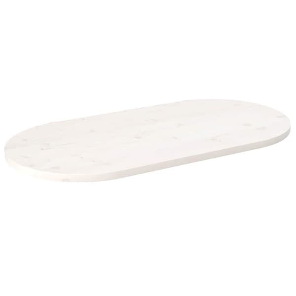Bordsskiva vit 110x55x2,5 cm oval massiv furu