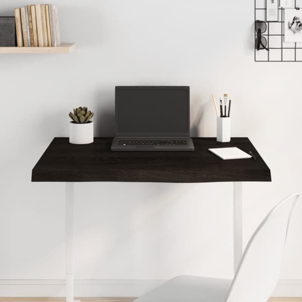 Bordsskiva mörkbrun 80x60x(2-6) cm behandlad massiv ek