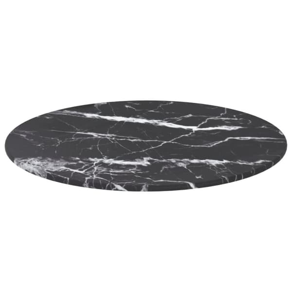Bordsskiva svart Ø40x0,8 cm härdat glas med marmortextur