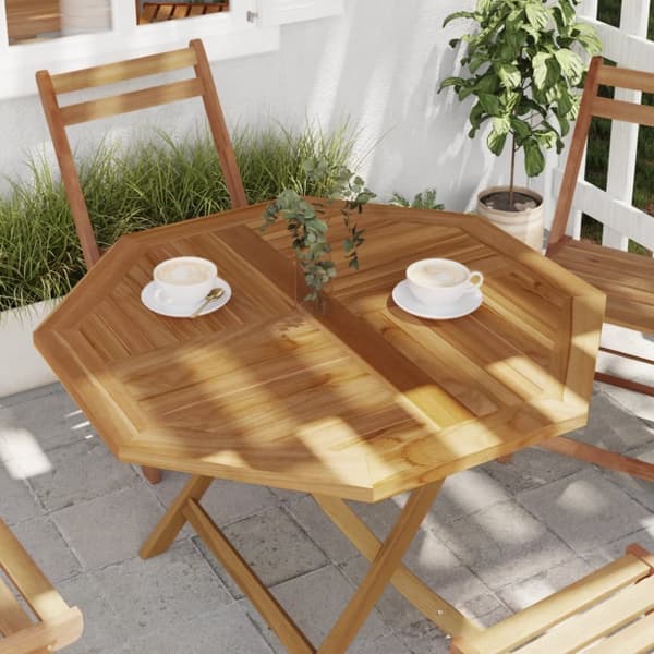Bordsskiva 90x90x2,5 cm åttakantig massiv teak