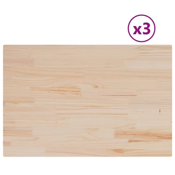Bordsskivor 3 st 80x53x2,5 cm rektangulär massiv furu