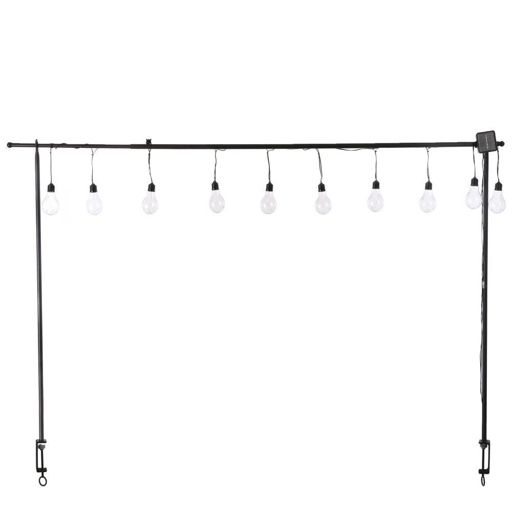 Mica Decorations Stång Över Bordet med Soldriven LED-belysning - H110 x L130-250 cm - Varmvit