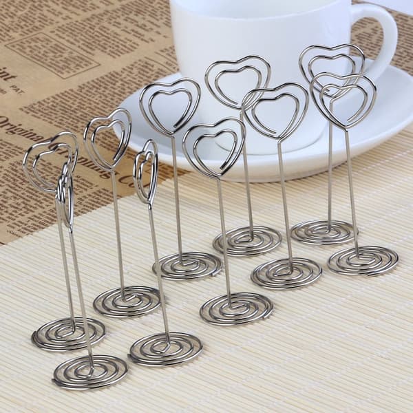 10 pakke hjerteformede papirclips Memo Holder Note Holder Sølv