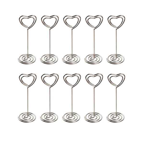 10 pakke hjerteformede papirclips Memo Holder Note Holder Sølv